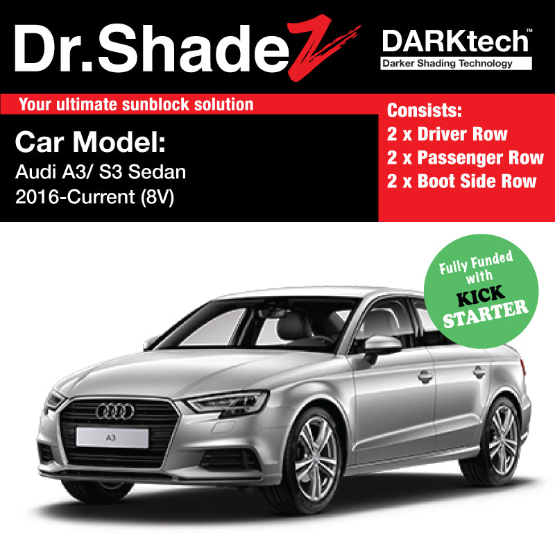 DARKtech Audi A3 S3 Sedan 2016-Current Customised Germany Car Window Magnetic Sunshades Side Windows driver passenger and boot side