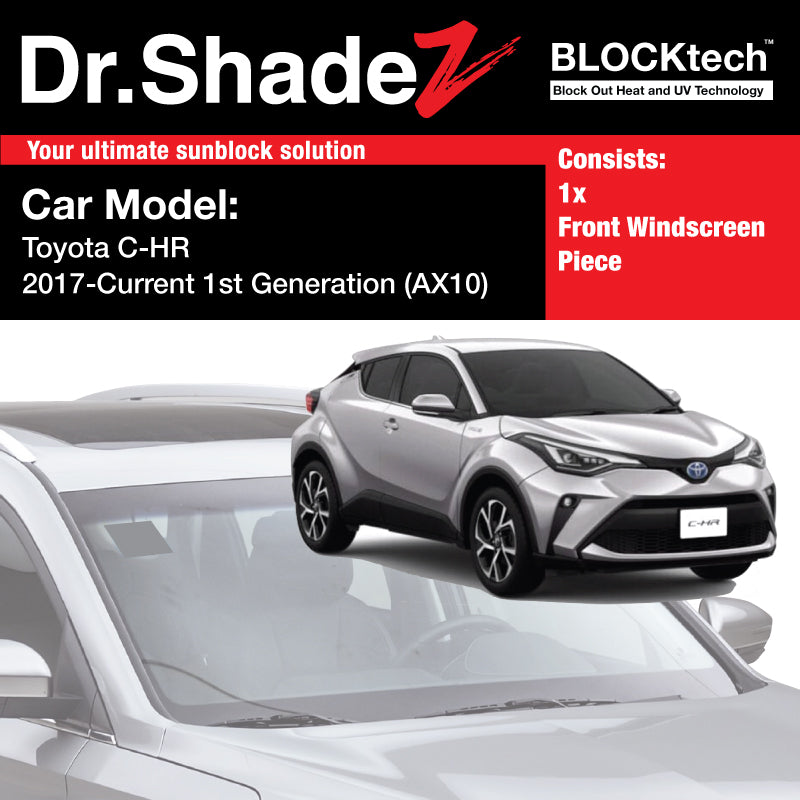BLOCKtech Premium Front Windscreen Foldable Sunshade for Toyota C-HR CHR 2017-Current 1st Generation (AX10) - dr shadez japan sg jp au my