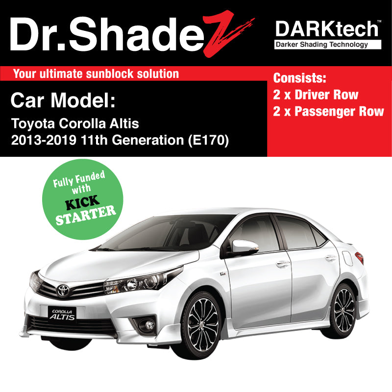 DARKtech Toyota Corolla Altis 2013-2019 11th Generation (E170) Japan Sedan Customised Car Window Magnetic Sunshades