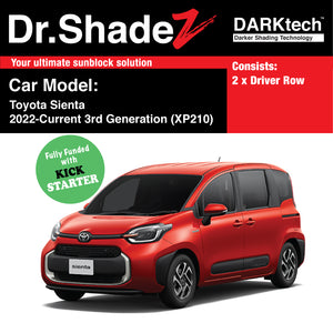 DARKtech Toyota Sienta 2022-Current 3rd Generation (XP210) Japan Mini MPV Customised Car Window Magnetic Sunshades 4 Pieces (Driver + Boot Side)