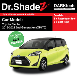 DARKtech Toyota Sienta 2015-2022 2nd Generation (XP170) Japan Mini MPV Customised Car Window Magnetic Sunshades