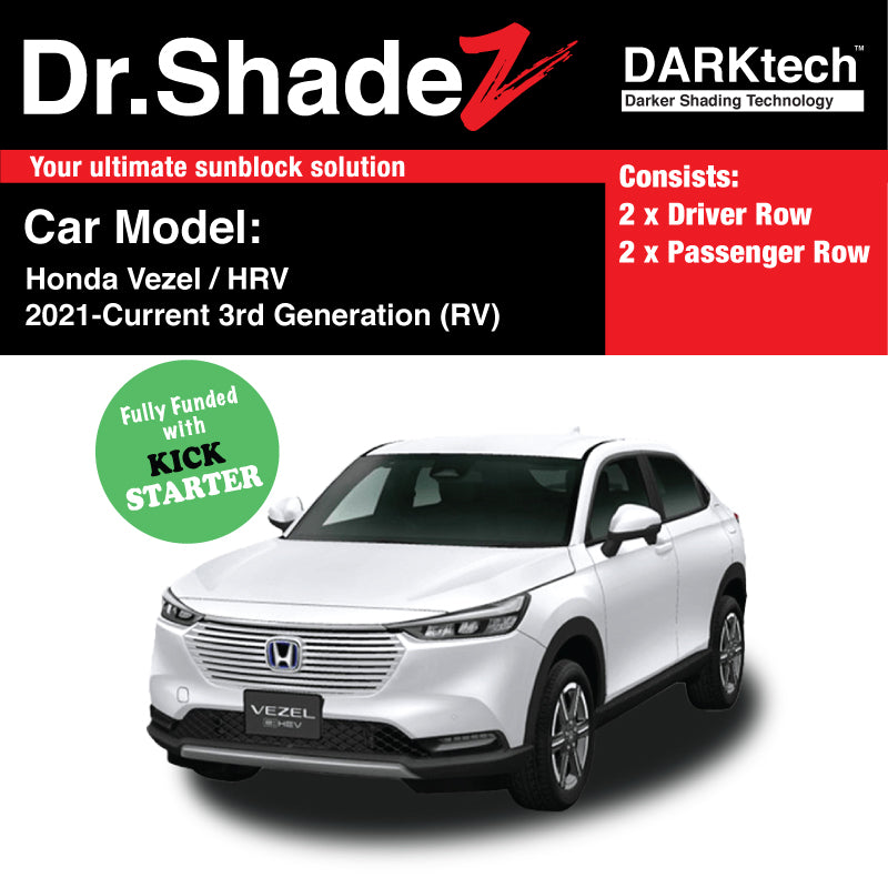 DARKtech Honda Vezel HRV Petrol Hybrid 2020-Current 3rd Generation Japan Subcompact Crossover Customised Car Window Magnetic Sunshades