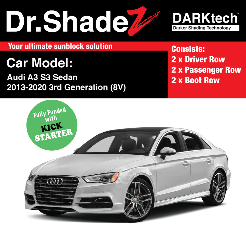 DARKtech Audi A3 S3 Sedan 2013-2020 3rd Generation (8V) Customised Germany Car Window Magnetic Sunshades