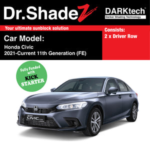 DARKtech Honda Civic 2021-Current 11th Generation (FE) Japan Sedan Customised Car Window Magnetic Sunshades