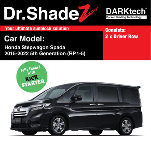 DARKtech Honda Stepwagon Spada 2015-2022 5th Generation (RP1-5) Customised MPV Car Window Magnetic Sunshades