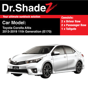 Toyota Corolla Altis 2013-2019 11th Generation (E170) Japan Sedan Customised Car Window Magnetic Sunshades