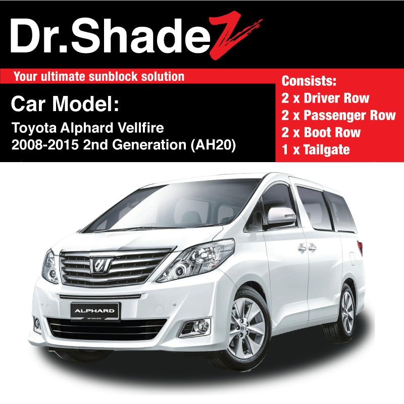 Toyota Alphard Vellfire 2008-2015 2nd Generation (AH20) Japan MPV Customised Car Window Magnetic Sunshades