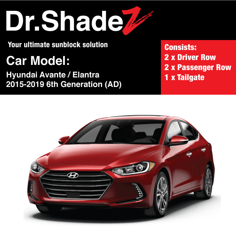 Hyundai Avante Elantra 2015-2019 6th Generation (AD) Korean Sedan Customised Car Window Magnetic Sunshades