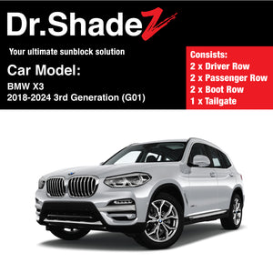 BMW X3 2018-2024 3rd Generation (G01) Customised Germany Luxury Mid size SUV Window Magnetic Sunshades