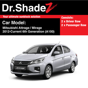 Mitsubishi Attrage / Mirage G4 Sedan 2012-Current 6th Generation (A100) Customised Car Window Magnetic Sunshades