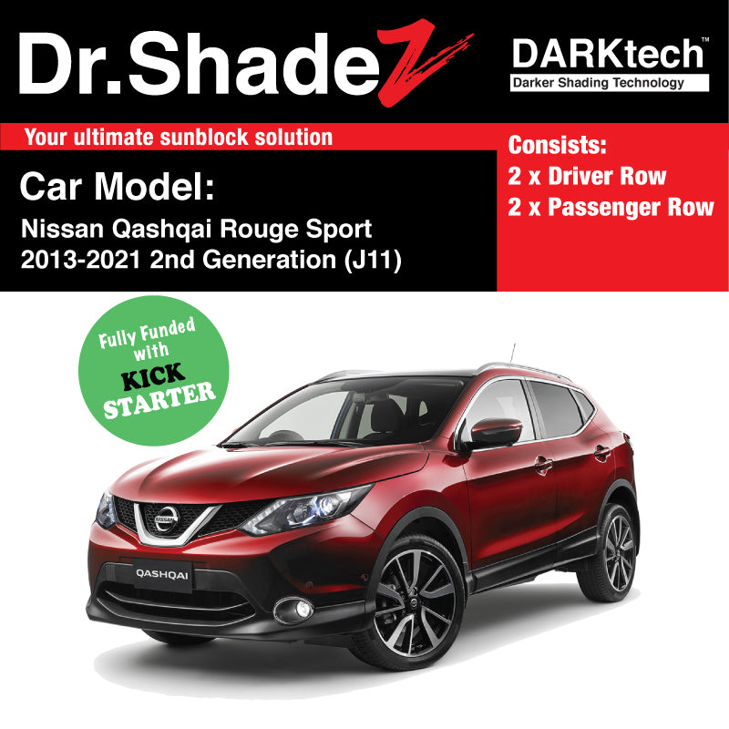 DARKtech Nissan Qashqai Rouge Sport 2013-2021 2nd Generation (J11) Japan Compact Crossover Customised SUV Window Magnetic Sunshades