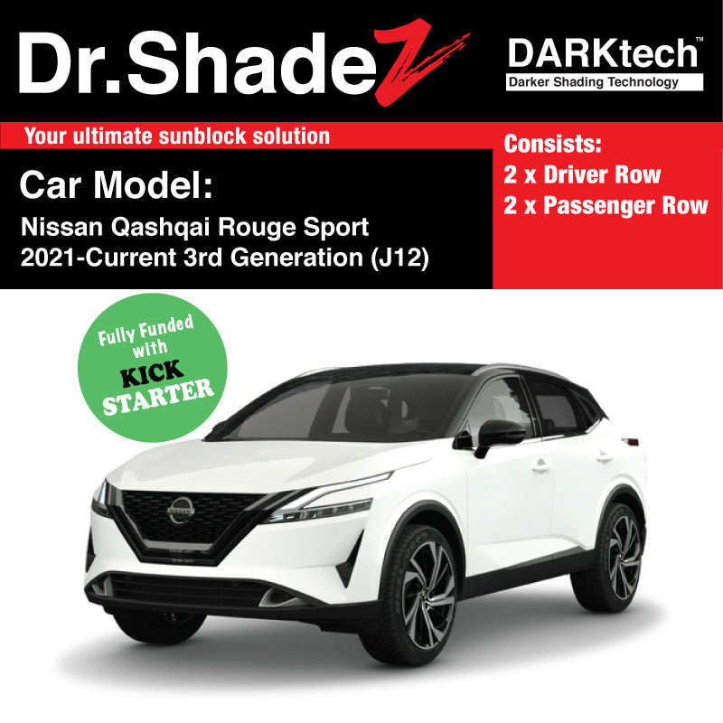 DARKtech Nissan Qashqai Rouge Sport 2021-Current 3rd Generation (J12) Japan Compact Crossover Customised SUV Window Magnetic Sunshades