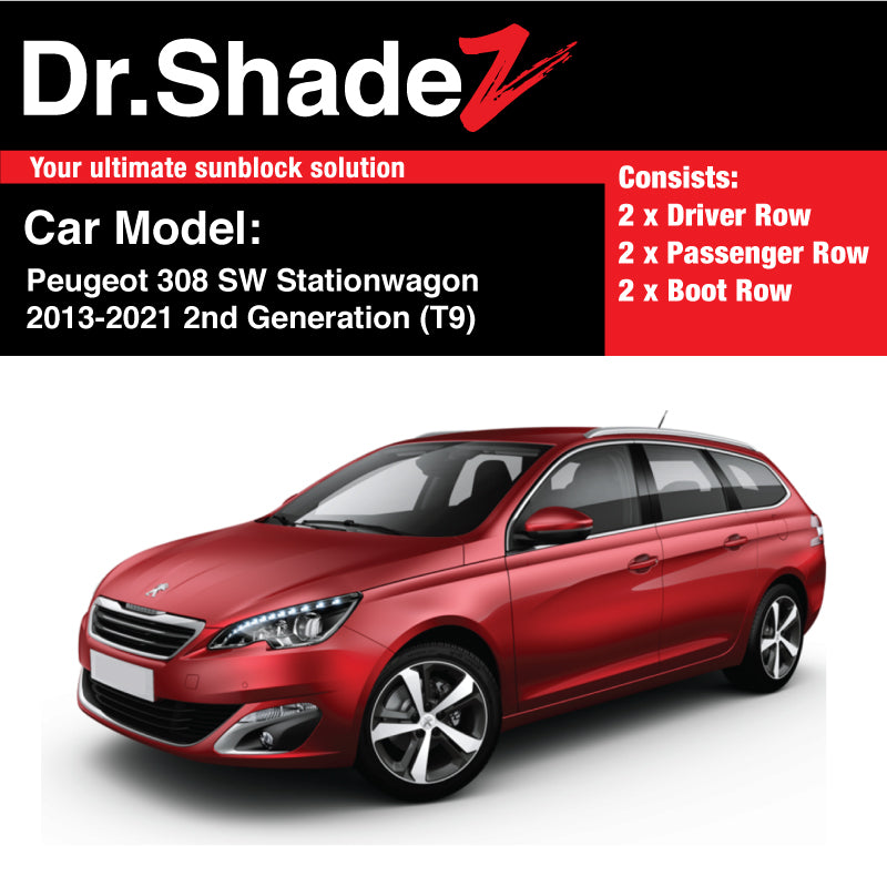 Peugeot 308 SW Stationwagon 2013-2021 2nd Generation (T9) French Automotive Customised Car Window Magnetic Sunshades