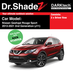 DARKtech Nissan Qashqai Rouge Sport 2013-2021 2nd Generation (J11) Japan Compact Crossover Customised SUV Window Magnetic Sunshades