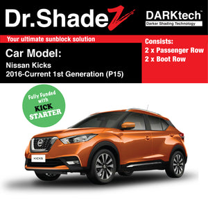 DARKtech Nissan Kicks 2016-Current 1st Generation (P15) Japan Compact SUV Customised Car Window Magnetic Sunshades