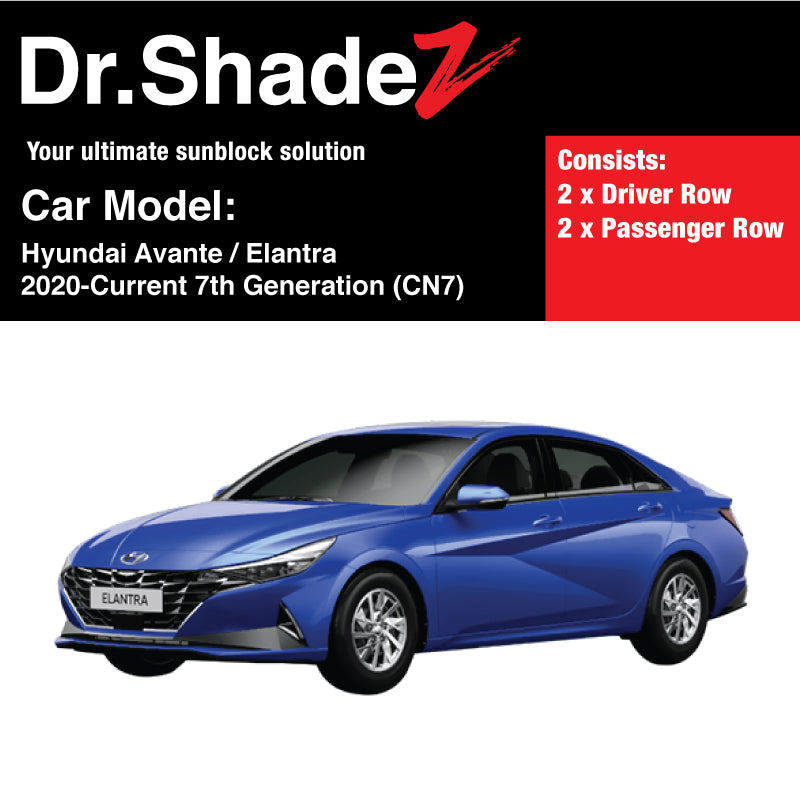 Hyundai Avante Elantra 2020-Current 7th Generation (CN7) Korean Sedan Car Customised Magnetic Sunshades