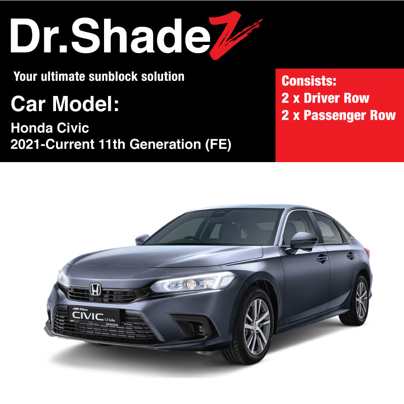 Honda Civic 2021-Current 11th Generation (FE) Japan Sedan Customised Car Window Magnetic Sunshades
