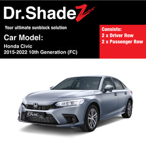 Honda Civic 2015-2022 10th Generation (FC) Japan Sedan Customised Car Window Magnetic Sunshades