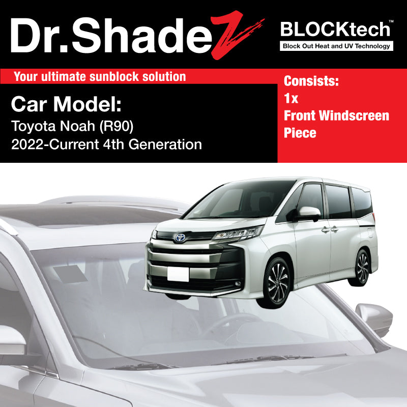 BLOCKtech Premium Front Windscreen Foldable Sunshade for Toyota Noah Voxy Esquire Suzuki Landy 2022-Current 4th Generation (R90)