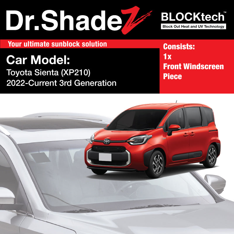 BLOCKtech Premium Front Windscreen Foldable Sunshade for Toyota Sienta 2022-Current 3rd Generation (XP210)