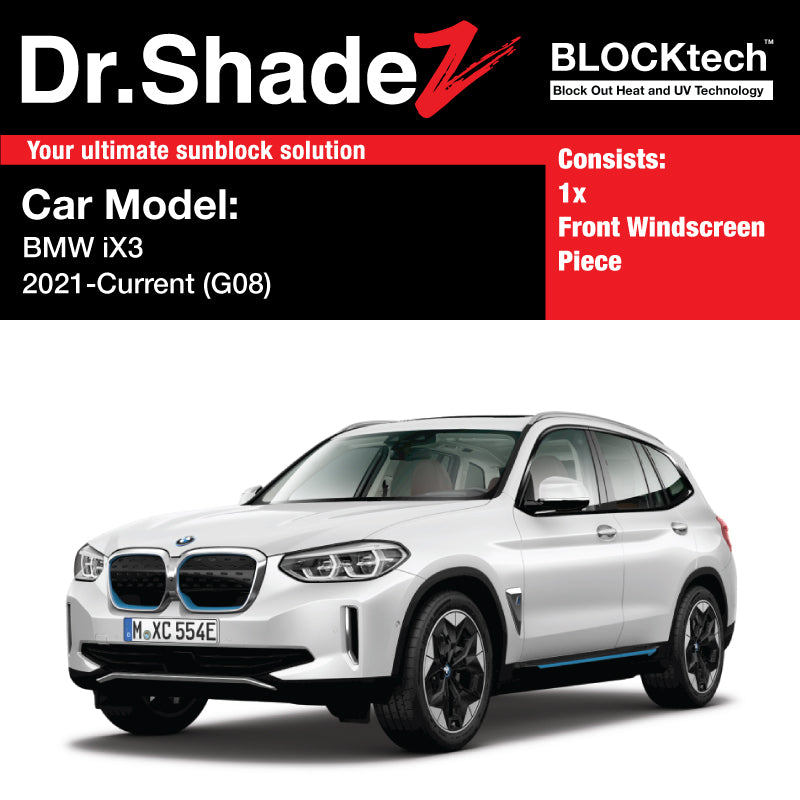 BLOCKtech Premium Front Windscreen Foldable Sunshade for BMW IX3 Electric 2021-Current (G08)