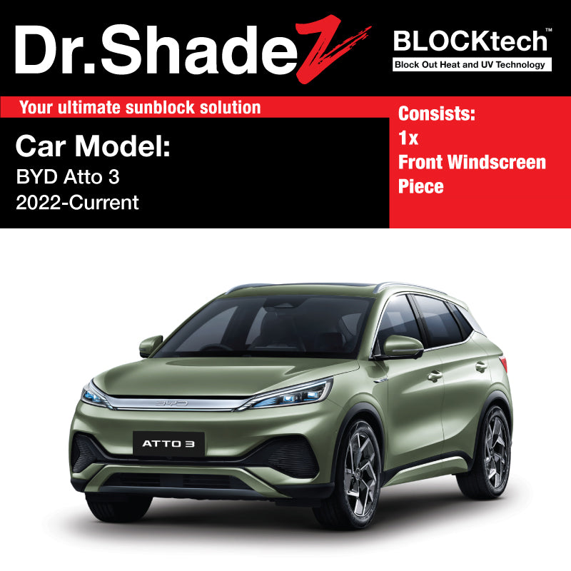 Dr Shadez BLOCKtech Custom Car Front Windscreen Foldable Sunshade for BYD Atto 3 2022-Current