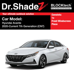 BLOCKtech Custom Car Front Windscreen Foldable Sunshade for Hyundai Avante Elantra 2020-Current 7th Generation (CN7)