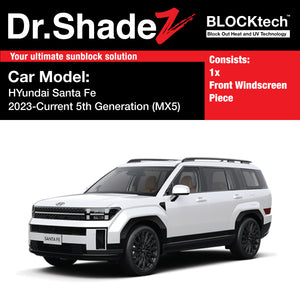 BLOCKtech Premium Front Windscreen Foldable Sunshade for Hyundai Santa Fe 2023-Current 5th Generation (MX5)