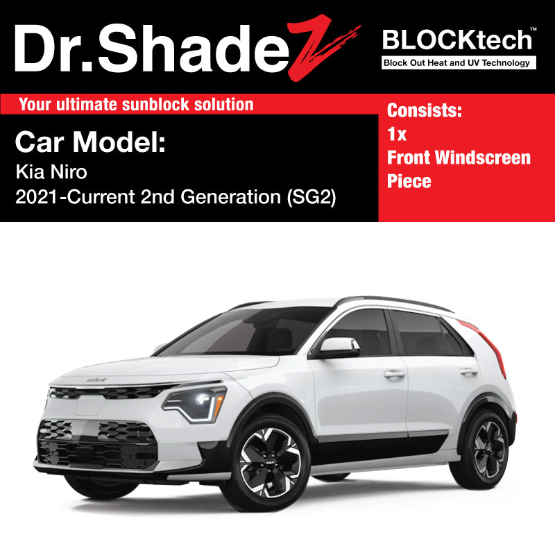 BLOCKtech Premium Front Windscreen Foldable Sunshade for Kia Niro 2021-Current 2nd Generation (SG2)