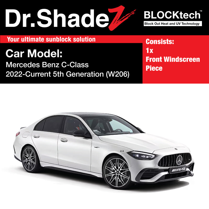 BLOCKtech Premium Front Windscreen Foldable Sunshade for Mercedes Benz C Class 2022-Onwards 5th Generation (W206)