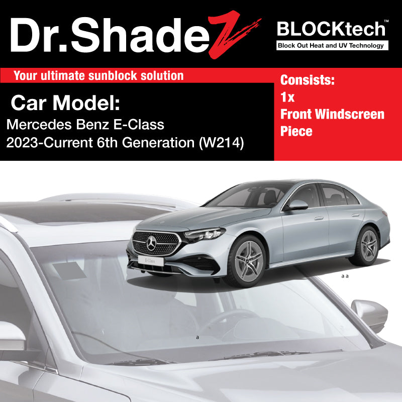 BLOCKtech Premium Front Windscreen Foldable Sunshade for Mercedes Benz E Class 2023-Current 6th Generation (W214) Germany Luxury Sedan