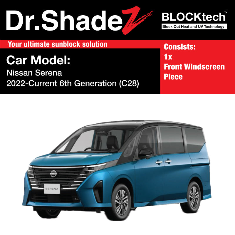 BLOCKtech Premium Front Windscreen Foldable Sunshade for Nissan Serena 2022-Current 6th Generation (C28)