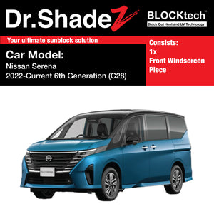 BLOCKtech Premium Front Windscreen Foldable Sunshade for Nissan Serena 2022-Current 6th Generation (C28)
