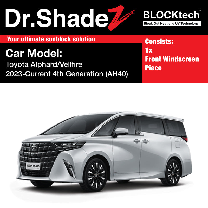 BLOCKtech Premium Front Windscreen Foldable Sunshade for Toyota Alphard Vellfire 2023-Current 4th Generation (AH40)