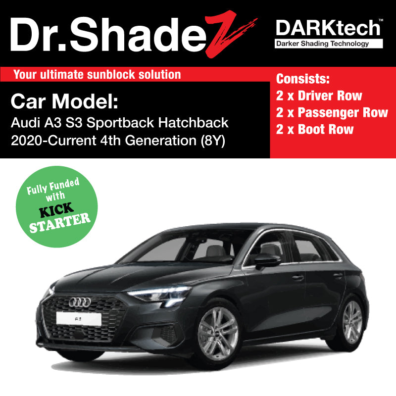 DARKtech Audi A3 S3 Sportback 2020-Current 4th Generation (8Y) Germany Hatchback Customised Magnetic Sunshades