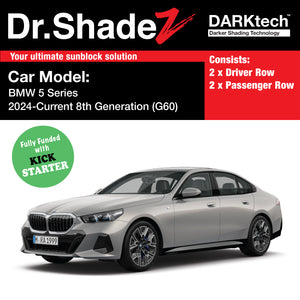 Dr Shadez DARKtech BMW 5 Series 2024-Current 8th Generation (G60) Customised Luxury Germany Sedan Window Magnetic Sunshades Side Windows