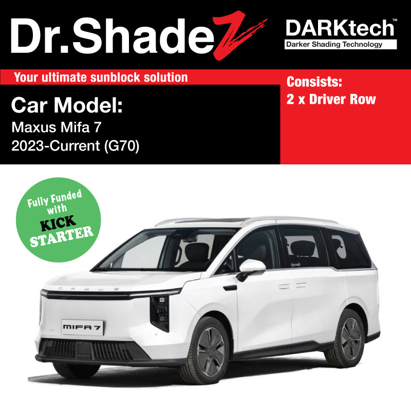DARKtech Maxus Mifa 7 2023-Current 1st Generation (G70) Customised China Large Luxury MPV Window Magnetic Sunshades 2 Pieces (Driver)