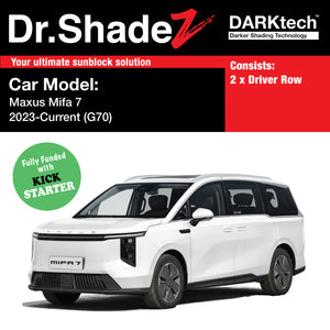 DARKtech Maxus Mifa 7 2023-Current 1st Generation (G70) Customised China Large Luxury MPV Window Magnetic Sunshades 2 Pieces (Driver)