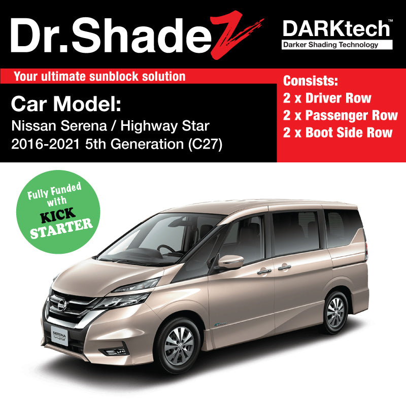 DARKtech Nissan Serena 2016-2022 5th Generation (C27) Japan MPV Customised Car Window Magnetic Sunshades