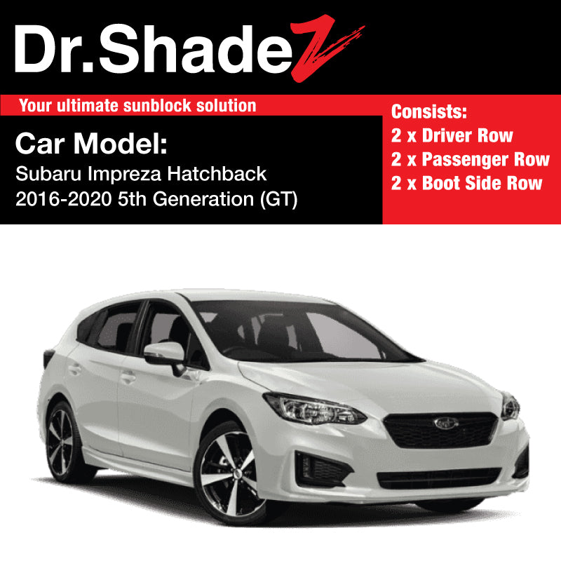 Subaru Impreza Hatchback 2016-2020 5th Generation (GT) Japan Automotive Customised Car Magnetic Sunshades