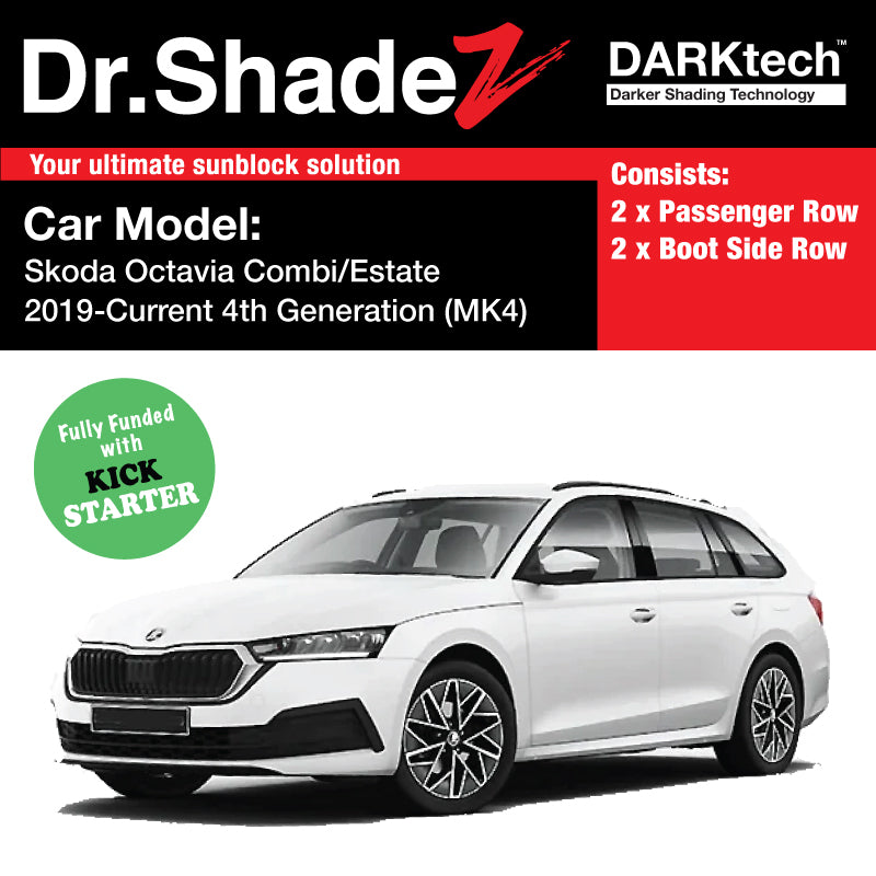 DARKtech Skoda Octavia Combi / Estate 2019-Current 4th Generation (MK4) Czech Republic Customised Window Magnetic Sunshades