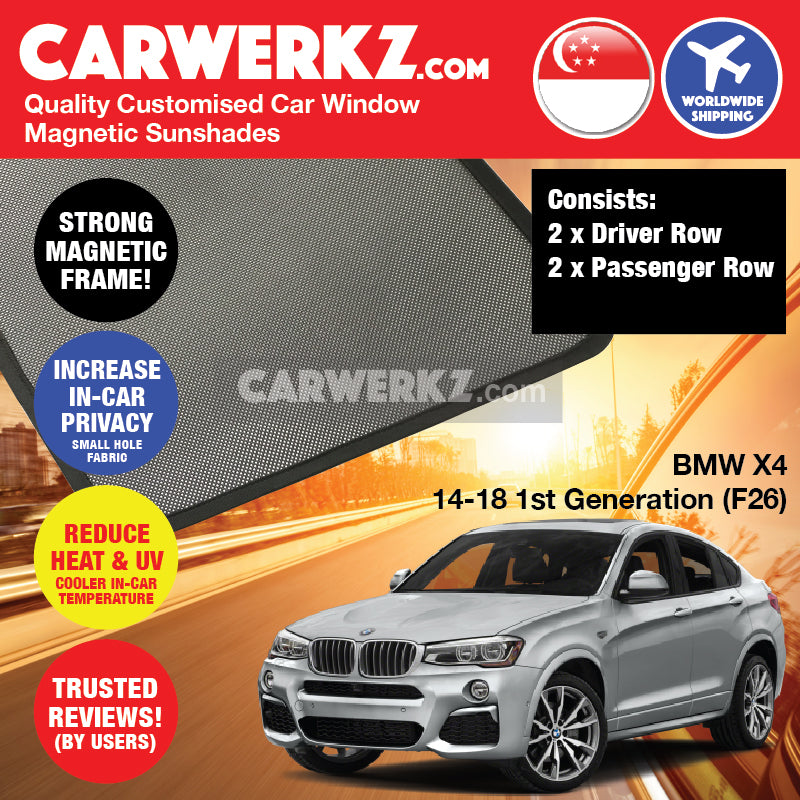 BMW X4 2014-2018 1st Generation (F26) Germany SUV Coupe Customised Car Window Magnetic Sunshades