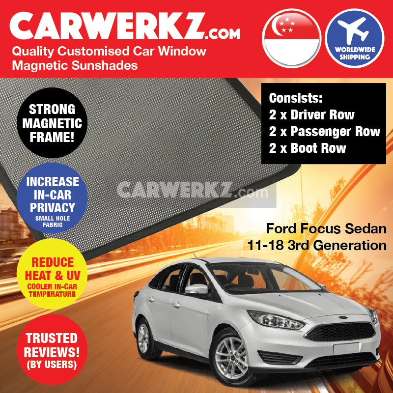 Ford Focus Sedan Mark 3 2011-2018 3rd Generation America Customised Car Window Magnetic Sunshades