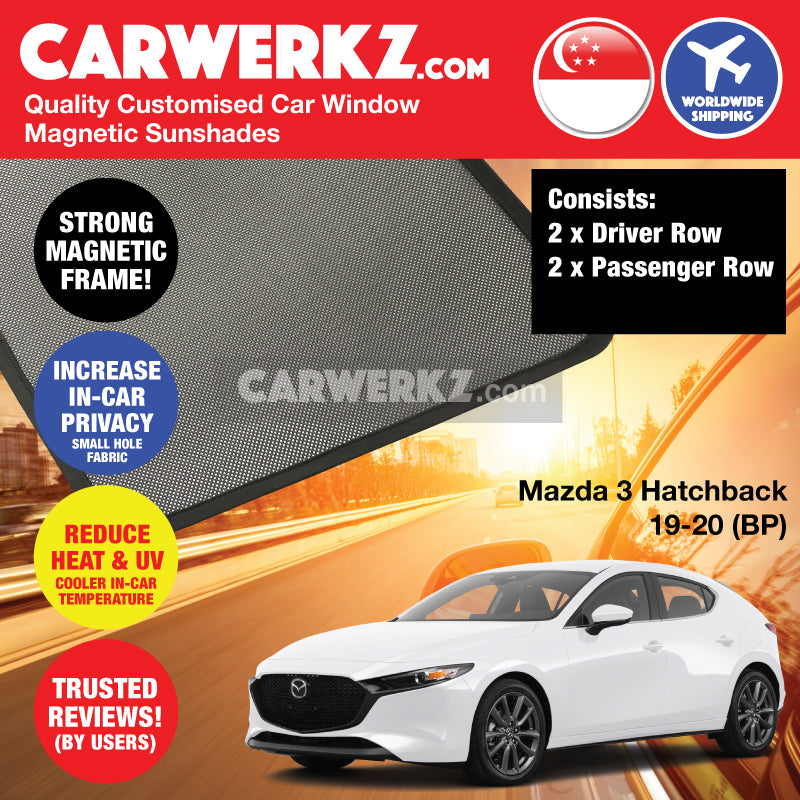Mazda 3 Axela Hatchback 2019-2020 4th Generation (BP) Japan Hatchback Customised Car Window Magnetic Sunshades
