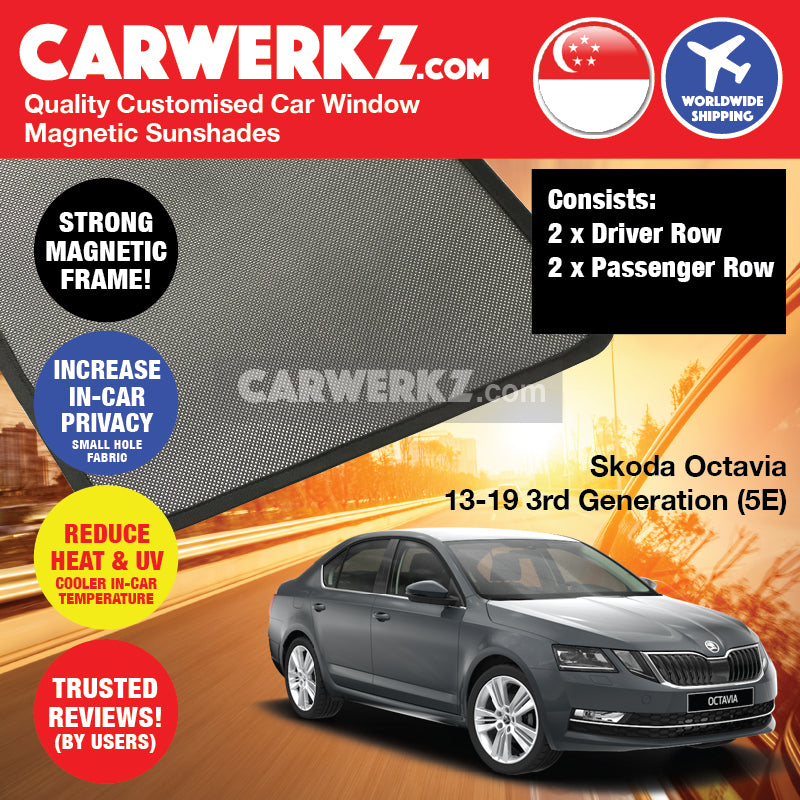Skoda Octavia 2013-2019 MK3 3rd Generation (5E) Customised Czech Republic Sedan Car Window Magnetic Sunshades