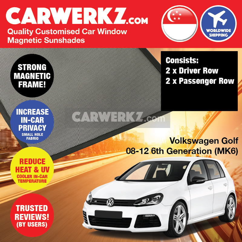 Volkswagen Golf 2008-2012 6th Generation (MK6) Germany Hatchback Customised Car Window Magnetic Sunshades