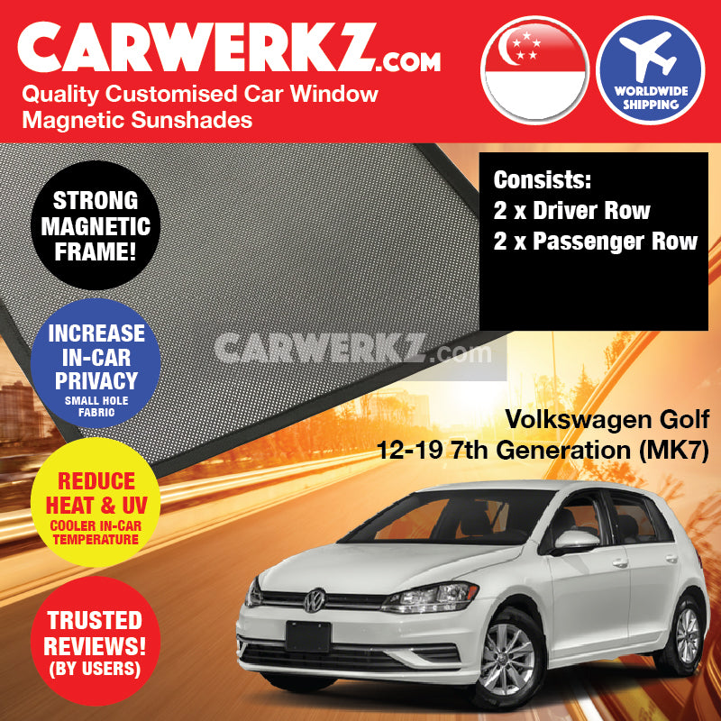 Volkswagen Golf 2012-2019 7th Generation (MK7) Germany Hatchback Customised Car Window Magnetic Sunshades