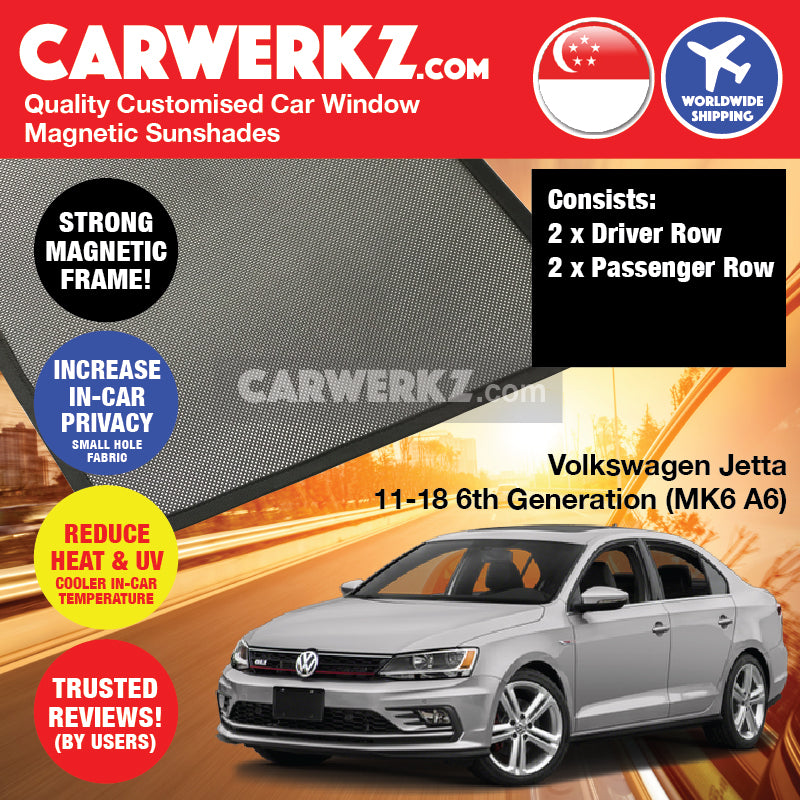 Volkswagen Jetta 2011-2019 6th Generation (MK6 A6) Germany Compact Sedan Customised Car Window Magnetic Sunshades