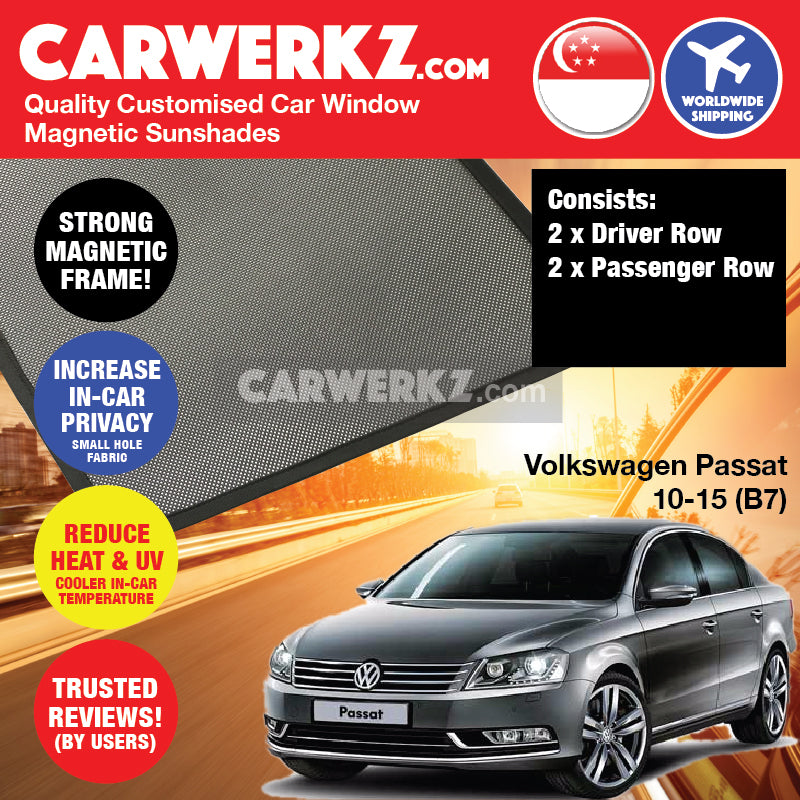 Volkswagen Passat 2010-2015 (B7) Germany Large Family Sedan Customised Car Window Magnetic Sunshades