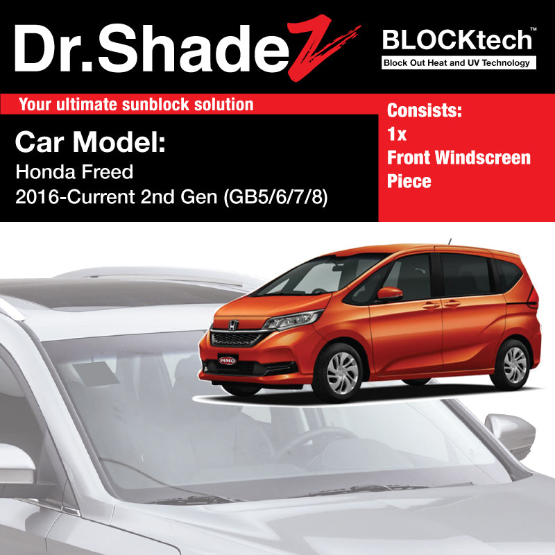 BLOCKtech Premium Front Windscreen Foldable Sunshade for Honda Freed 2016-Current 2nd Generation (GB5 GB6 GB7 GB8) - Dr Shadez Singapore Japan Australia Mexico USA